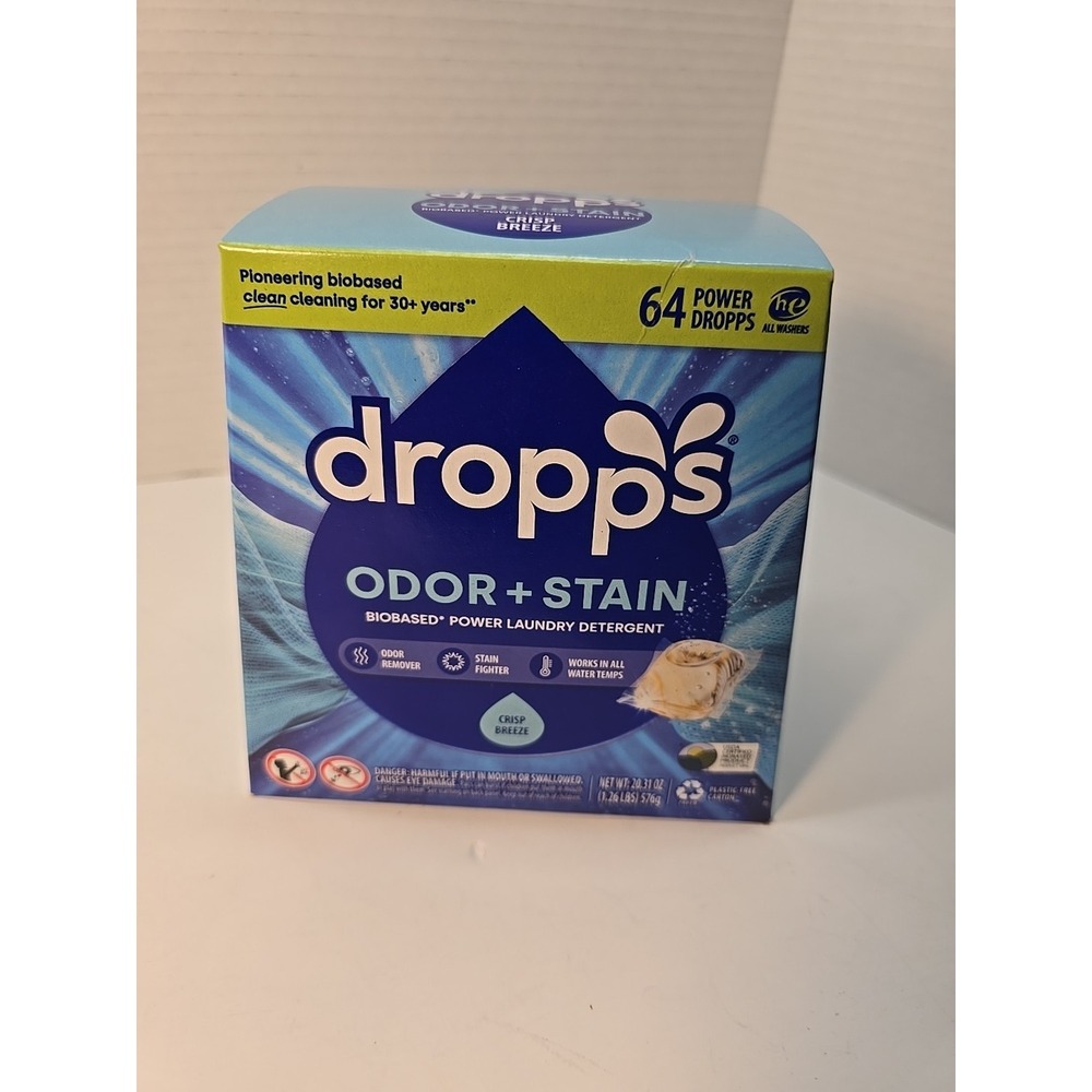 Dropps Odor & Stain Biobased Power‎ Laundry Detergent 64 Ct Crisp Breeze 1 Pack